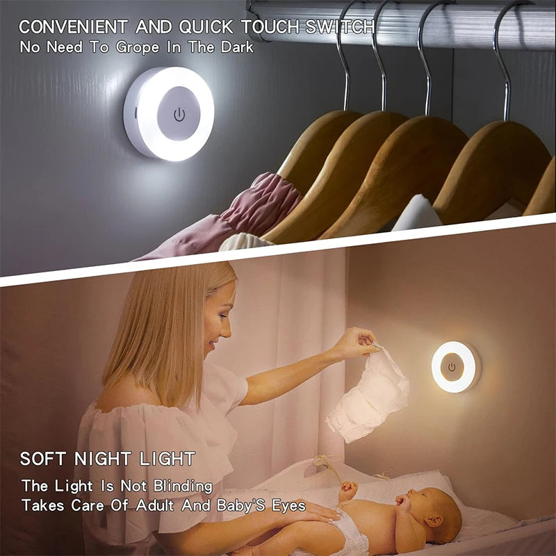Portable LED Touch Lamp - 3 Color Dimmable Rechargeable Night Light