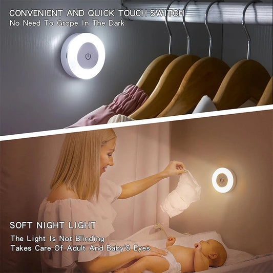 Portable LED Touch Lamp - 3 Color Dimmable Rechargeable Night Light