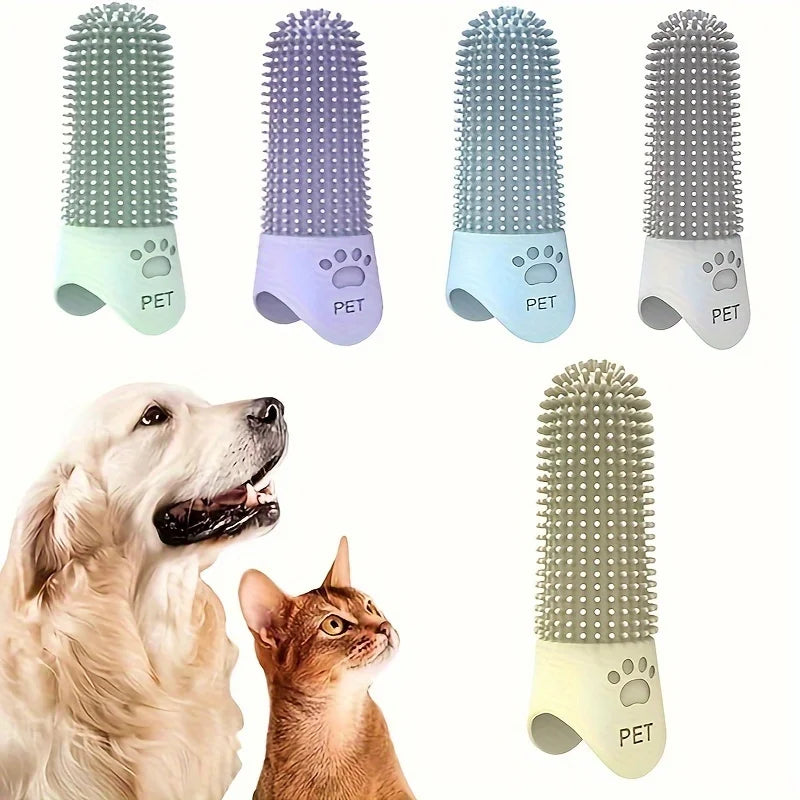 Soft Silicone Dog Toothbrush - 360° Finger Brush for Dogs & Cats