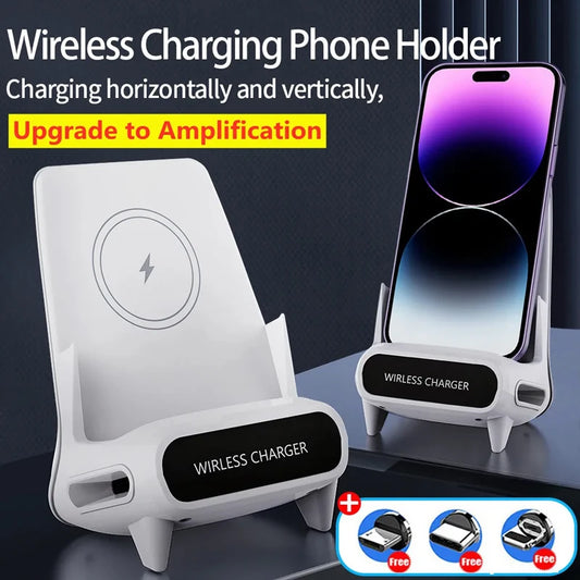 iCharge Wireless Charger Stand - 15W Fast Charging Dock for iPhone, Samsung, Xiaomi, LG
