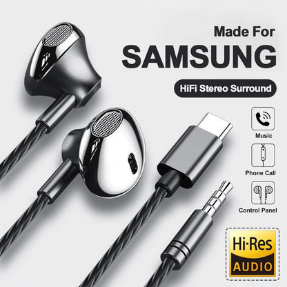 USB Type-C Wired Headphones - HiFi Stereo Sound