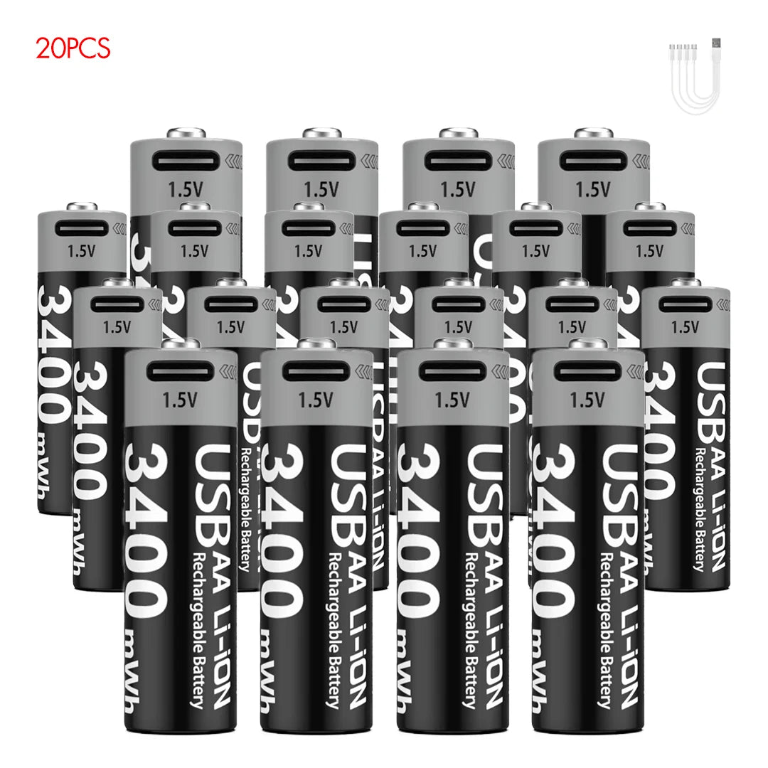 Kuugro USB Rechargeable AA & AAA Lithium Batteries - 1.5V Constant Output