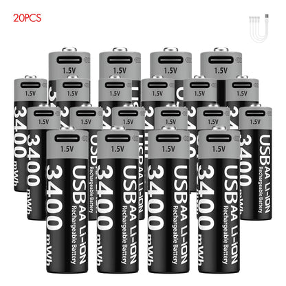 Kuugro USB Rechargeable AA & AAA Lithium Batteries - 1.5V Constant Output