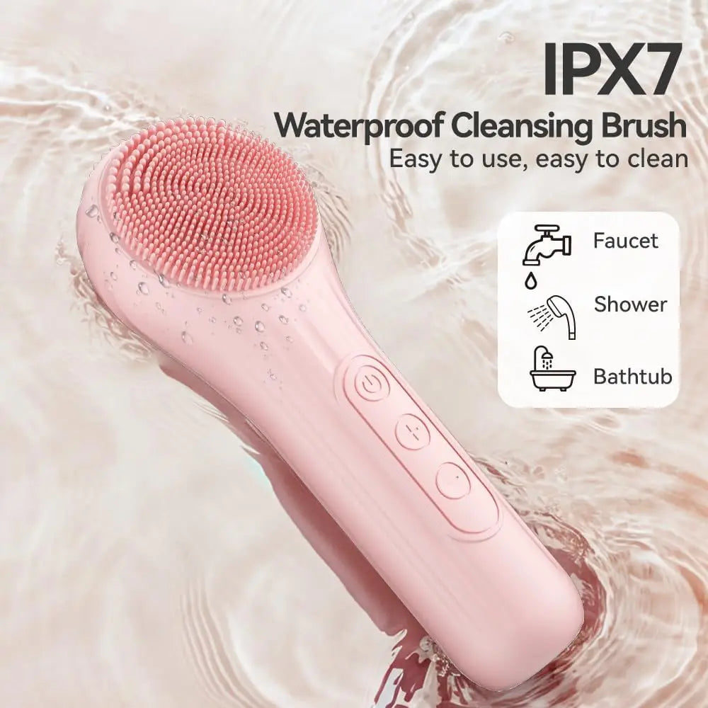Premium Electric Silicone Face Scrubber - 5-Speed Facial Cleansing Brush with Heating & Vibration