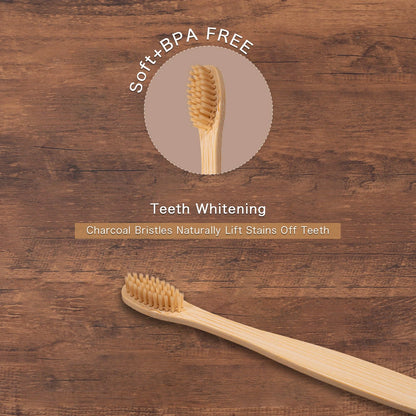 Bamboo Toothbrush Set - 10 Pack Eco-Friendly Soft Bristle