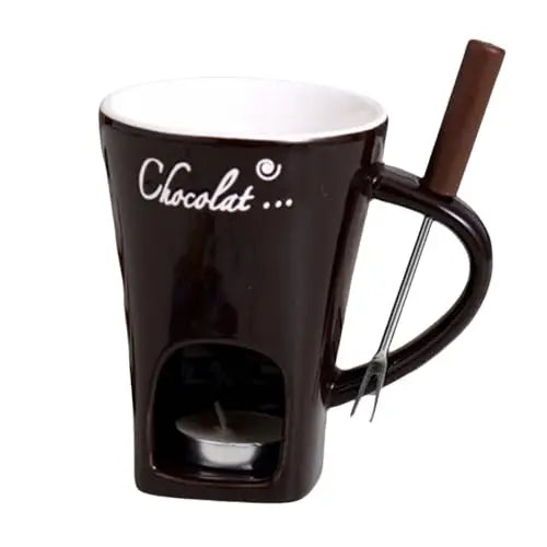 European Candle Cup Mug with Fork - 130ml Cheese & Chocolate Melting Cup