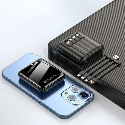 30000mAh Portable Power Bank - Fast Charging 4-in-1 Cable Charger
