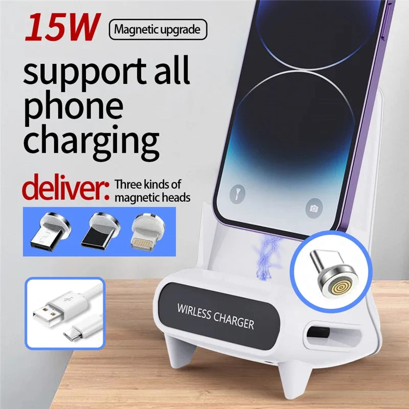 iCharge Wireless Charger Stand - 15W Fast Charging Dock for iPhone, Samsung, Xiaomi, LG