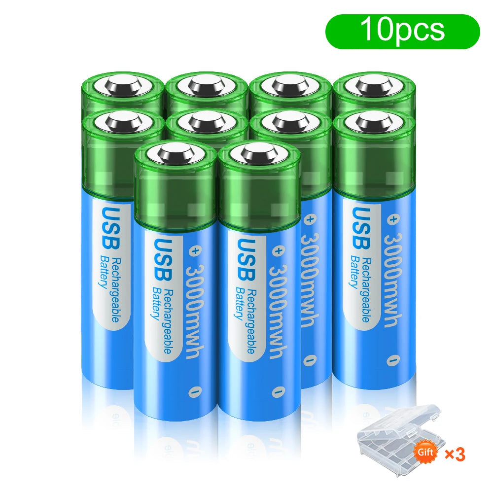 PALO 1.5V AA Rechargeable Batteries - 3000mWh USB Li-ion