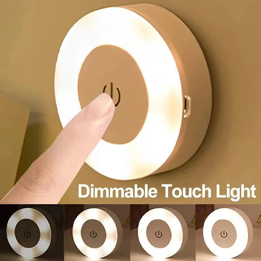 Portable LED Touch Lamp - 3 Color Dimmable Rechargeable Night Light