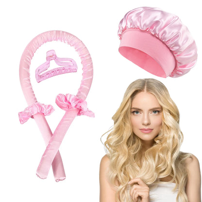 Heatless Curling Rod Headband Set with Satin Bonnet