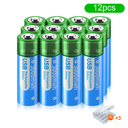 PALO 1.5V AA Rechargeable Batteries - 3000mWh USB Li-ion