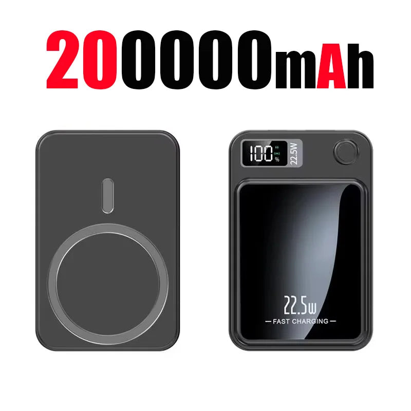 200000mAh Magnetic Wireless Power Bank - MagSafe Fast Charging Portable Battery
