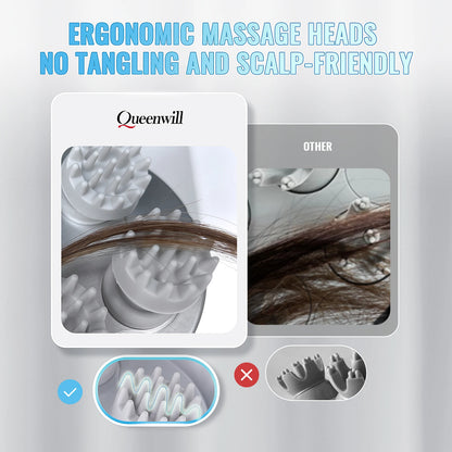 Wireless Electric Scalp Massager - 4D Kneading Head Massager for Hair Growth & Stress Relief