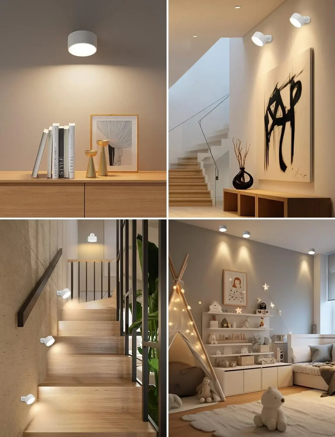 LED Magnetic Wall Sconce Lights - Rechargeable Dimmable with Remote & 360° Rotation