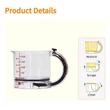 4-in-1 Adjustable Measuring Cup - Multifunctional Kitchen Tool with Scraper Base
