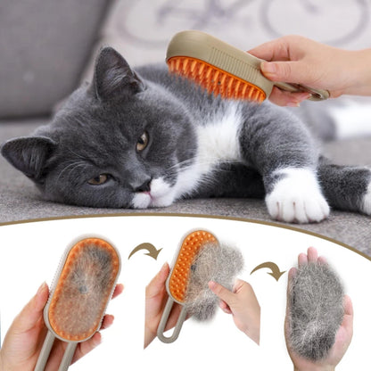 3-in-1 Steam Brush for Cats - Pet Hair Remover & Massage Grooming Tool