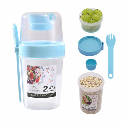Breakfast On-the-Go Cups - Yogurt Parfait & Salad Container with Dressing Holder