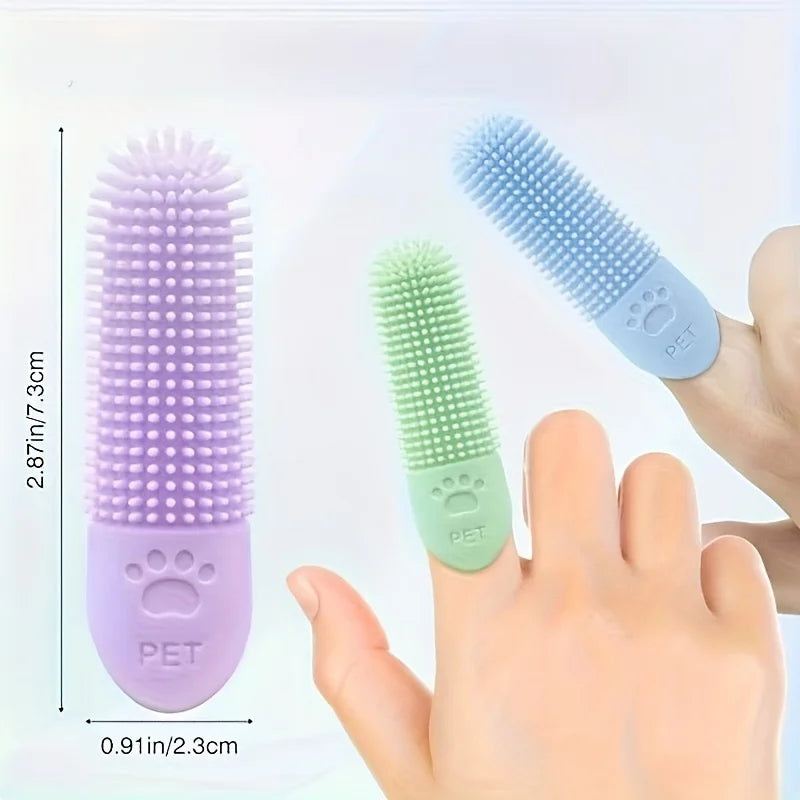 Soft Silicone Dog Toothbrush - 360° Finger Brush for Dogs & Cats