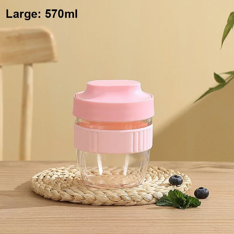 Portable Breakfast Cup with Spoon - 570ml Oatmeal Yogurt Cereal Container