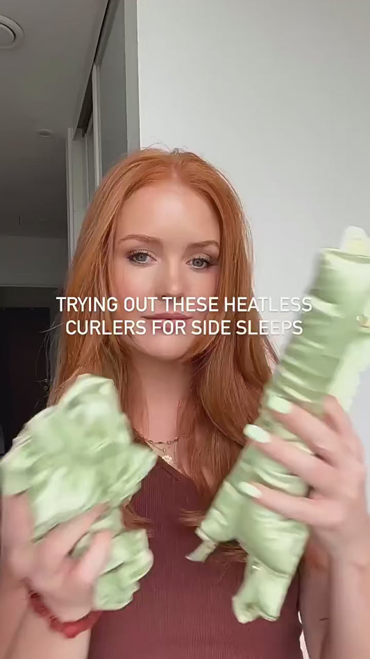 Satin Heatless Curling Rod Set - 3pc Overnight Hair Curler with Caps