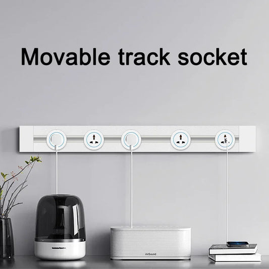 Universal Track Socket with USB - Works with FR/EU/US/UK Plugs | Modern Kitchen Wall Outlet