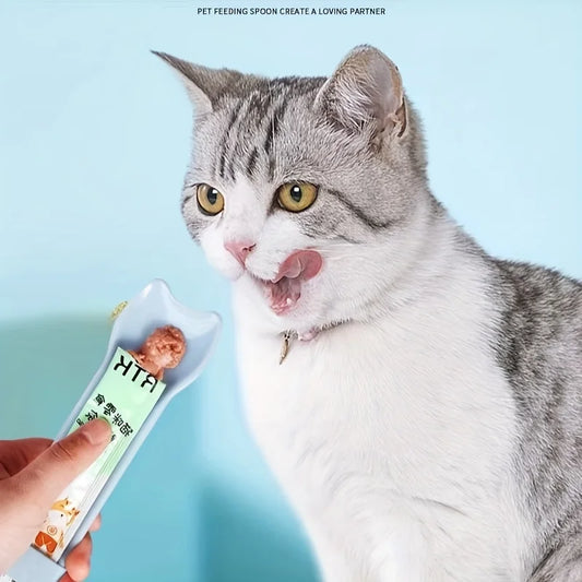 Cat Treat Spoon Feeder - Squeeze Dispenser for Lickable Wet Treats