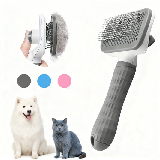 Self-Cleaning Pet Grooming Brush - Professional Slicker Comb for Dogs & Cats