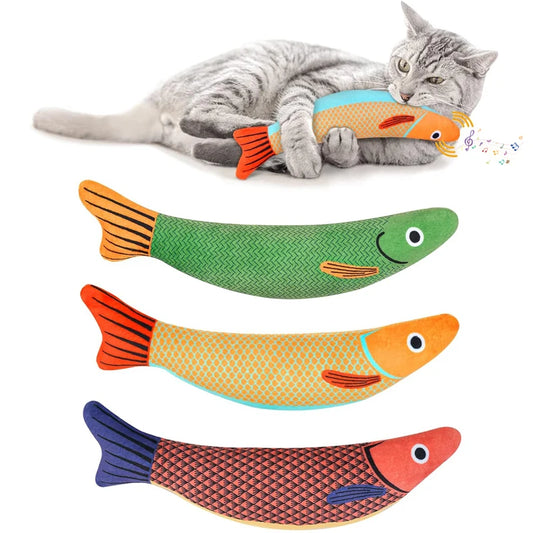 3D Catnip Fish Cat Toy - Interactive Plush Goldfish with Sound