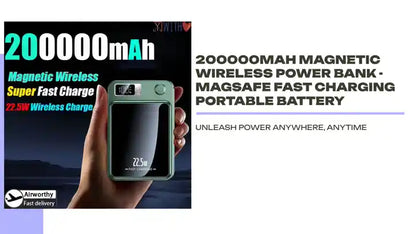 200000mAh Magnetic Wireless Power Bank - MagSafe Fast Charging Portable Battery by@Outfy